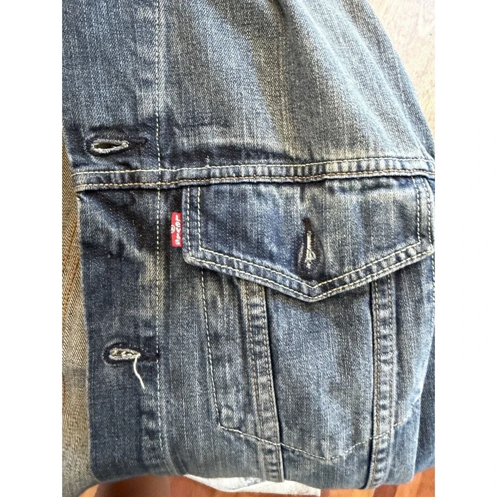 Levi Denim Jacket Western 4 Pocket Light Wash Trucker Workwear XL
